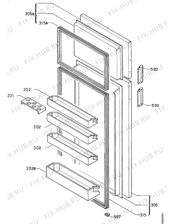 Взрыв-схема холодильника Castor CF230D - Схема узла Door 003