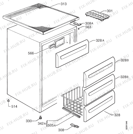 Взрыв-схема холодильника Zanussi ZV45R - Схема узла Housing 001