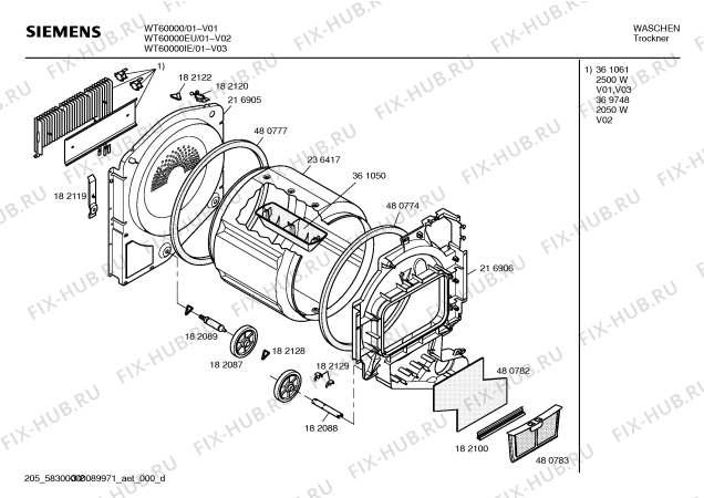 Схема №2 WT60000IE SIEMENS SIWATHERM 6000 с изображением Инструкция по эксплуатации для сушилки Siemens 00528415