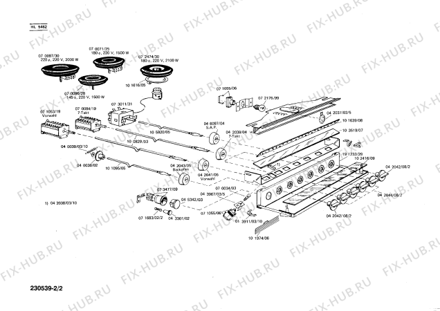 Взрыв-схема плиты (духовки) Siemens HL5462 - Схема узла 02