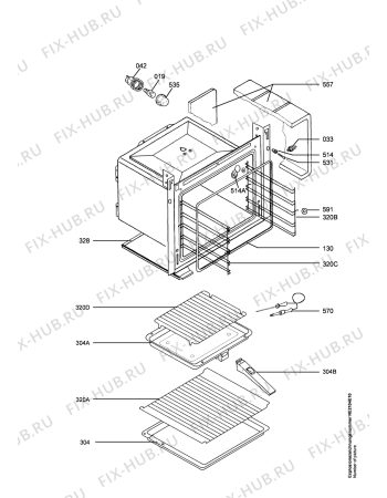 Взрыв-схема плиты (духовки) Electrolux EOB6696X UK - Схема узла Oven