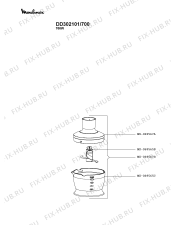 Взрыв-схема блендера (миксера) Moulinex DD302101/700 - Схема узла LP004743.3P2
