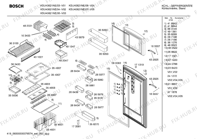 Взрыв-схема холодильника Bosch KSU40621NE - Схема узла 02