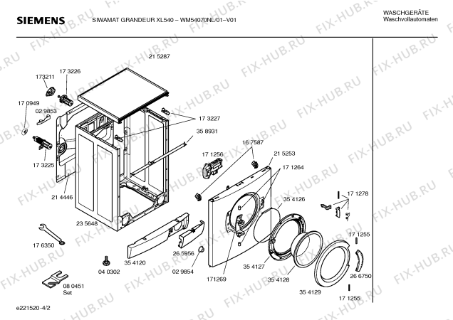 Схема №3 WM54070NL SIWAMAT Grandeur XL540 с изображением Таблица программ для стиральной машины Siemens 00524478