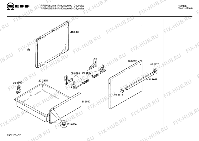 Схема №4 F1508W1 PRIMUS 95.5 с изображением Панель для электропечи Bosch 00282801