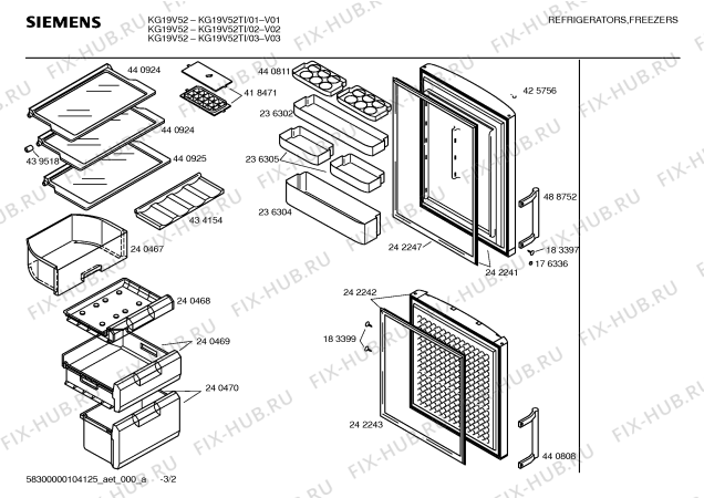 Взрыв-схема холодильника Siemens KG19V52TI - Схема узла 02