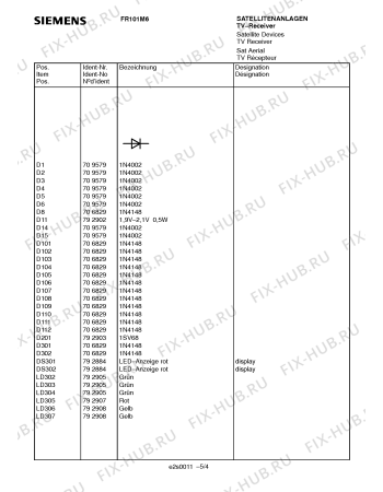 Схема №4 FR101M6 с изображением Инструкция по эксплуатации для телевизора Siemens 00531009