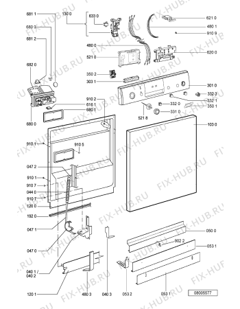 Схема №1 ADP 7460 IX с изображением Панель для электропосудомоечной машины Whirlpool 481245373433