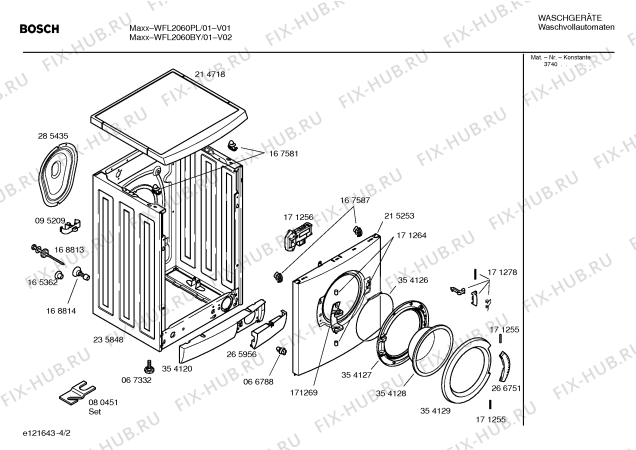 Схема №4 WFL2060BY WFL2060 с изображением Инструкция по установке и эксплуатации для стиральной машины Bosch 00523685