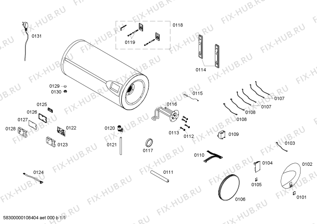 Схема №1 DG80141TI Siemens с изображением Крышка для электроводонагревателя Siemens 00496525