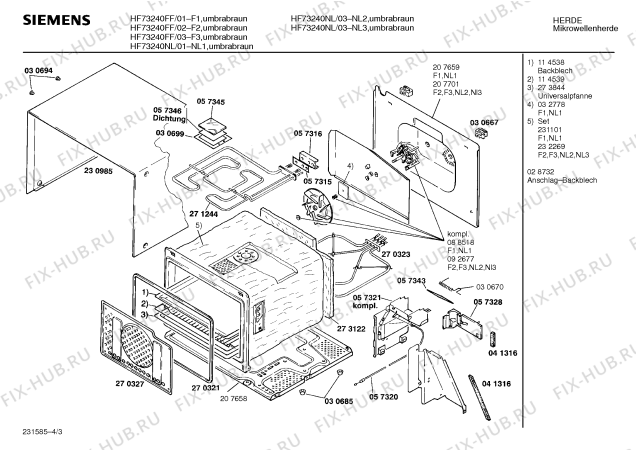Взрыв-схема микроволновой печи Siemens HF73240NL - Схема узла 03