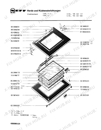 Взрыв-схема плиты (духовки) Neff 195303137 1394.11F - Схема узла 04