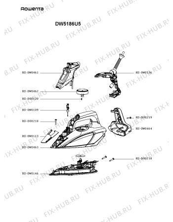 Схема №1 DW5186U5 с изображением Кнопка для утюга (парогенератора) Rowenta RS-DW0462