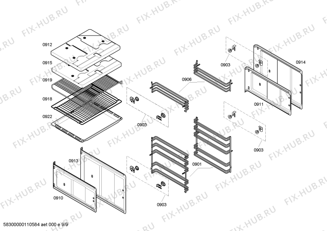 Схема №6 HB55M650B с изображением Каталитическая панель для плиты (духовки) Bosch 00440524