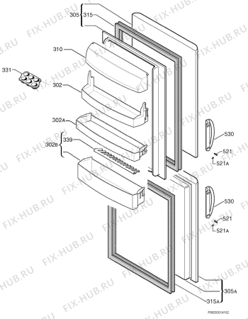 Взрыв-схема холодильника Faure FRC2397AW - Схема узла Door 003