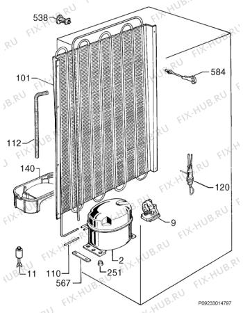 Взрыв-схема холодильника Electrolux ERC39391W - Схема узла Cooling system 017