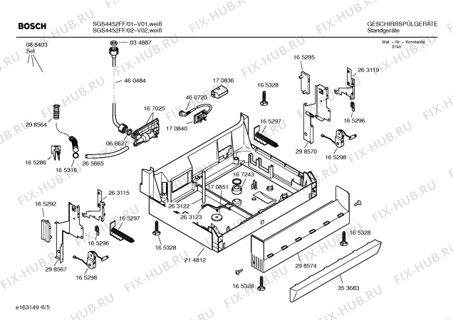 Взрыв-схема посудомоечной машины Bosch SGS4452FF - Схема узла 05