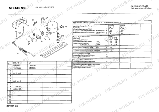 Взрыв-схема холодильника Siemens GF1052 - Схема узла 02