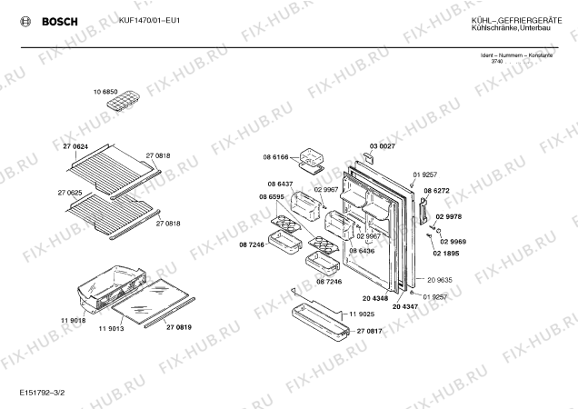 Взрыв-схема холодильника Bosch KUF1470 - Схема узла 02