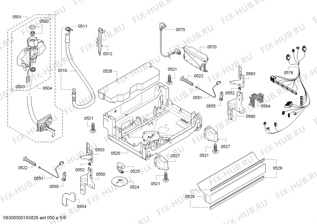 Взрыв-схема посудомоечной машины Siemens SN28N267DE Extraklasse made in germany - Схема узла 05