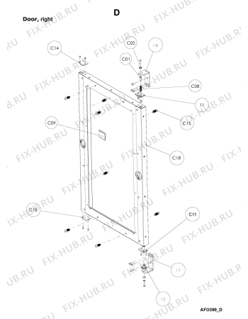 Схема №19 AFO 390 с изображением Дверка для комплектующей Whirlpool 483286012037
