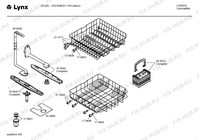 Взрыв-схема посудомоечной машины Lynx 4VE529B VE529 - Схема узла 06