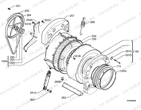 Взрыв-схема стиральной машины Arthurmartinelux AWI1215 - Схема узла Functional parts 267