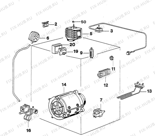 Взрыв-схема стиральной машины Husqvarna Electrolux QW128 - Схема узла W30 Electrical details E