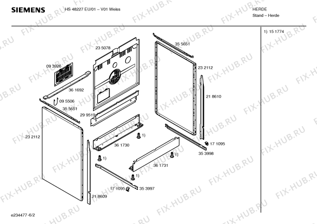 Взрыв-схема плиты (духовки) Siemens HS48227EU - Схема узла 02