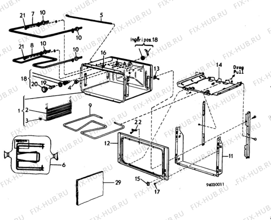 Взрыв-схема комплектующей Electrolux CF272 - Схема узла H10 Main Oven Cavity (large)