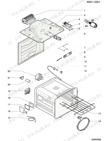 Взрыв-схема плиты (духовки) Hotpoint SH103PX (F068657) - Схема узла