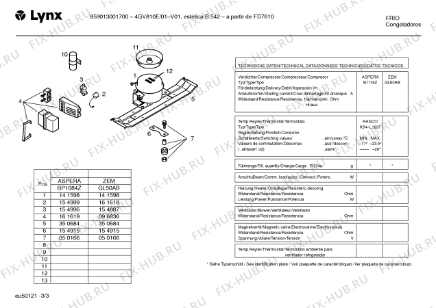 Взрыв-схема холодильника Lynx 4GV810E/01 - Схема узла 03