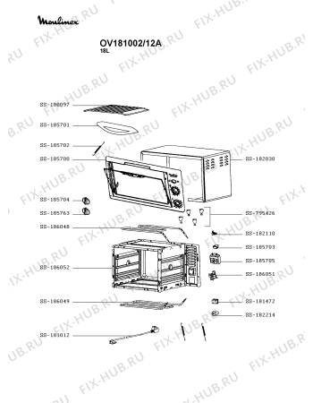 Схема №1 OV188001/12B с изображением Панель для плиты (духовки) Moulinex SS-185700