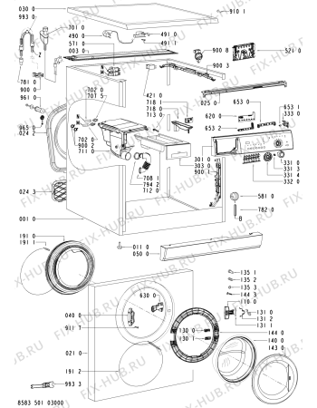 Схема №2 WA CARE 34 DI с изображением Обшивка для стиралки Whirlpool 480111101749