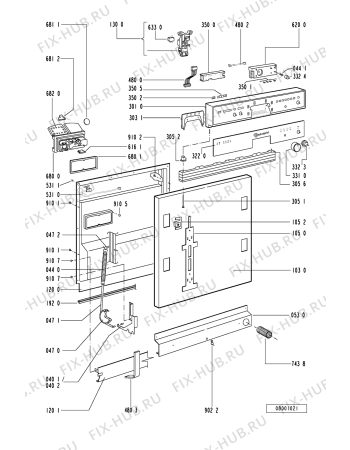 Схема №2 GSI 4745/1 CTW-IN с изображением Панель для посудомойки Whirlpool 481245370204