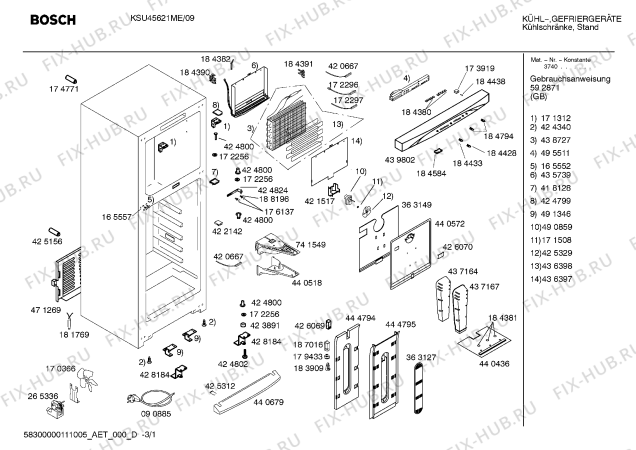 Схема №2 KSU45620ME с изображением Дверь для холодильника Bosch 00472793