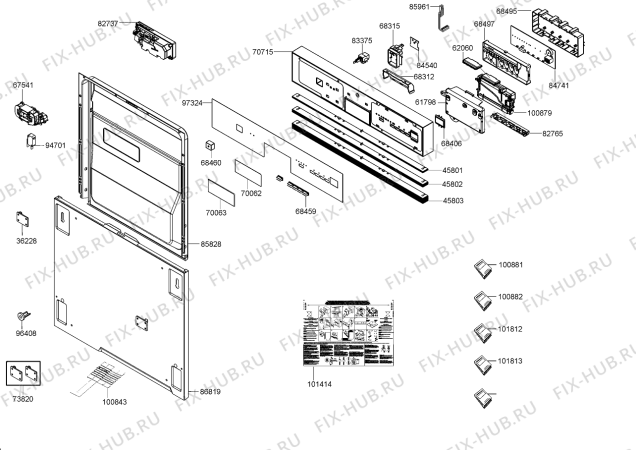 Схема №1 GDV640XL (329831, PMS60I) с изображением Дверка для электропосудомоечной машины Gorenje 295414