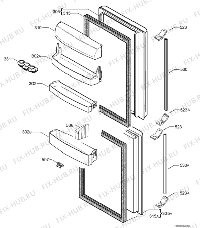 Взрыв-схема холодильника Aeg Electrolux S65388KG1 - Схема узла Door 003