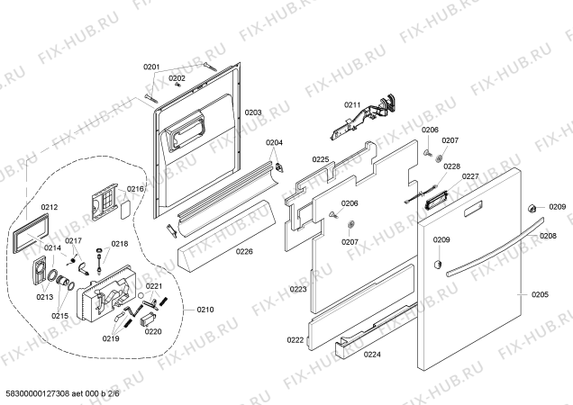 Взрыв-схема посудомоечной машины Bosch SHX98M09UC - Схема узла 02