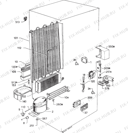 Взрыв-схема холодильника Zanussi ZF62/21FF - Схема узла Cooling system 017