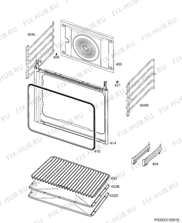 Взрыв-схема плиты (духовки) Electrolux EOB5750AOX - Схема узла Oven