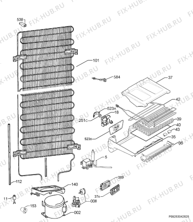 Взрыв-схема холодильника Husqvarna Electrolux QT4409RW - Схема узла Cooling system 017