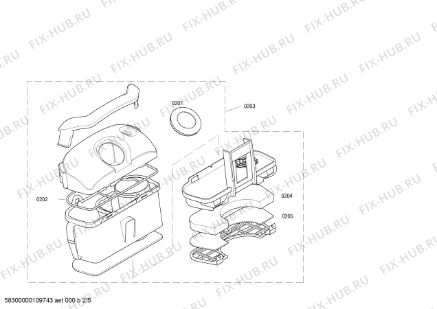 Взрыв-схема пылесоса Siemens VS57A82 SIEMENS speedy cycle-tech 2000 W - Схема узла 02