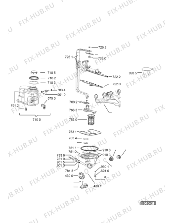 Взрыв-схема посудомоечной машины Whirlpool ADP 5450 WH - Схема узла