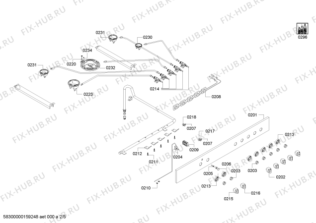 Взрыв-схема плиты (духовки) Bosch HSB775055Z - Схема узла 02