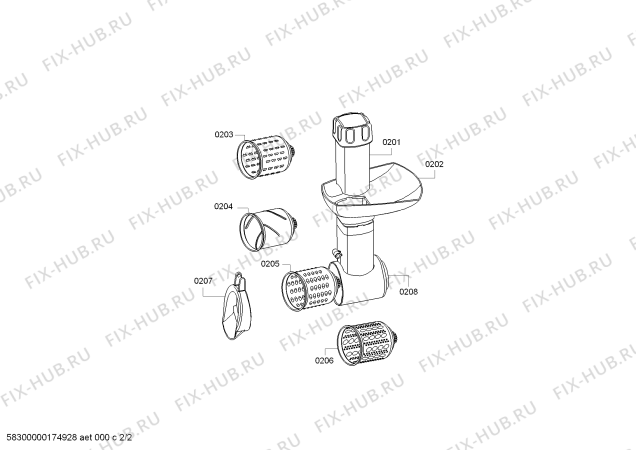 Схема №2 PI5000 с изображением Червячное колесо для мясорубки Bosch 00754274