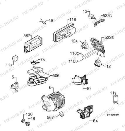 Взрыв-схема посудомоечной машины Privileg 00286550_11106 - Схема узла Electrical equipment 268