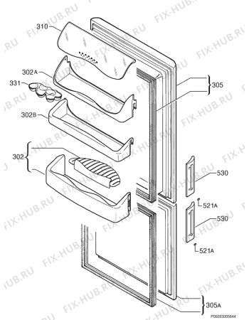 Взрыв-схема холодильника Zanussi ZK32/16E3 - Схема узла Door 003