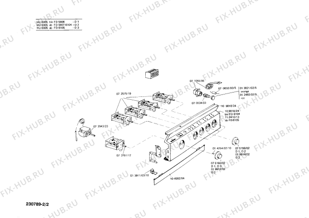 Взрыв-схема плиты (духовки) Siemens HU6005 - Схема узла 02