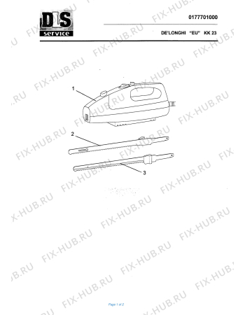 Схема №1 ROBO SLICE KK 23 с изображением Запчасть для блендера (миксера) DELONGHI YF3019